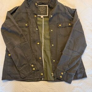 J.Crew Charcoal boyfriend field Jacket with Brass Details